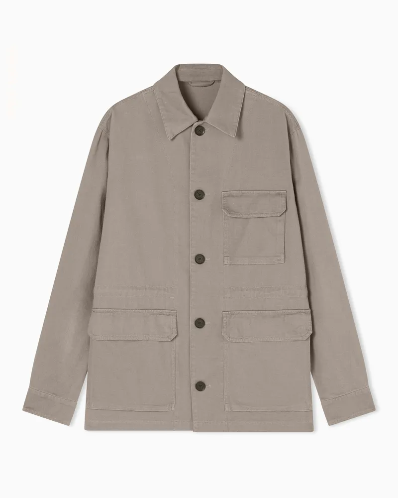 Armani Exchange Blouson Classico in Twill di Cotone Leggero Beige