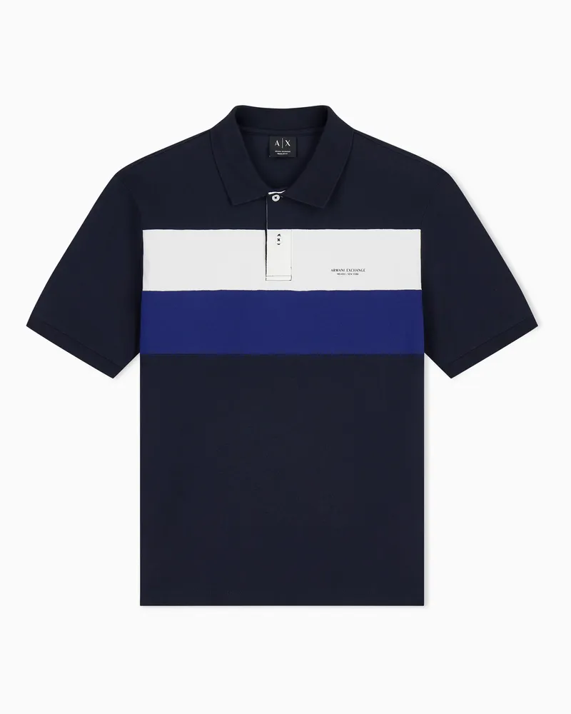 Armani Exchange Polo a vestibilità regolare in piquet di cotone Blu