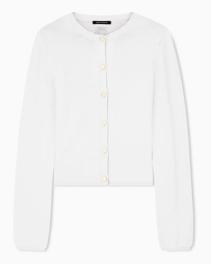 Armani Exchange Cardigan girocollo in viscosa riciclata con bottoni Beige