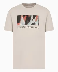 Armani Exchange OFFICIAL STORE T-shirt Regular Fit Con Stampa Logo Astratta In Cotone Asv Beige