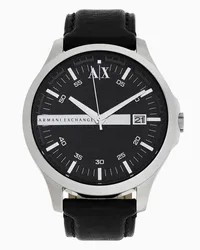 Armani Exchange OFFICIAL STORE Orologio In Pelle Nera A Tre Lancette Nero