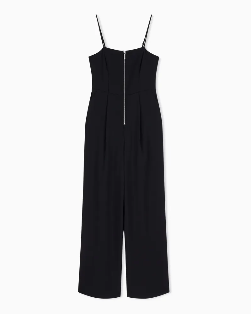 Armani Exchange Jumpsuit slim fit in twill riciclato con dettagli in maglia Nero