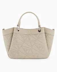 Armani Exchange OFFICIAL STORE Borsa Shopper Piccola Con Monogram Di Piccole Borchie Beige