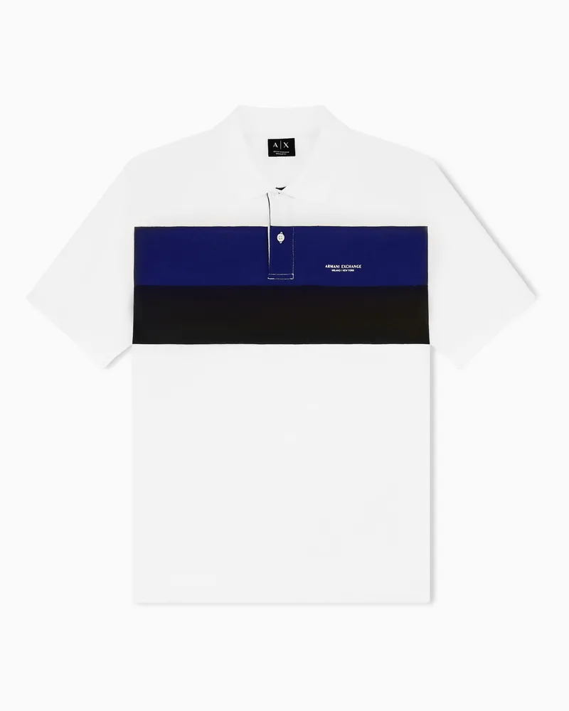 Armani Exchange Polo a vestibilità regolare in piquet di cotone Bianco
