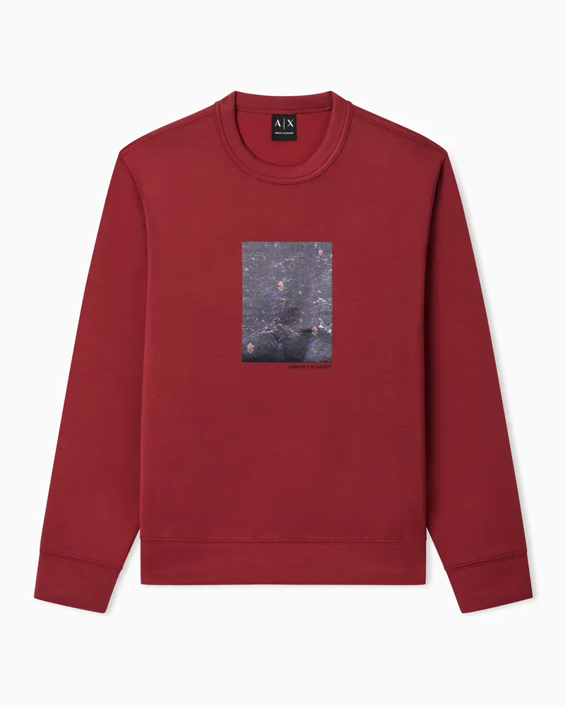 Armani Exchange Felpa in Modal Stretch Rosso