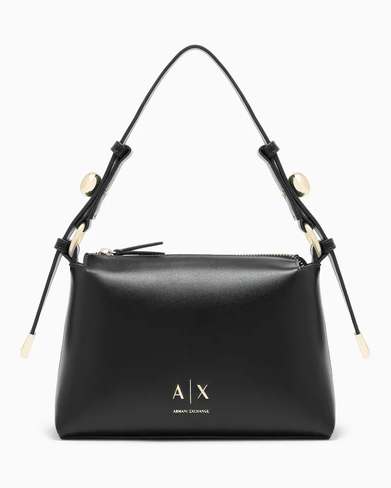 Armani Exchange Borsa a spalla con tracolla regolabile e logo Nero