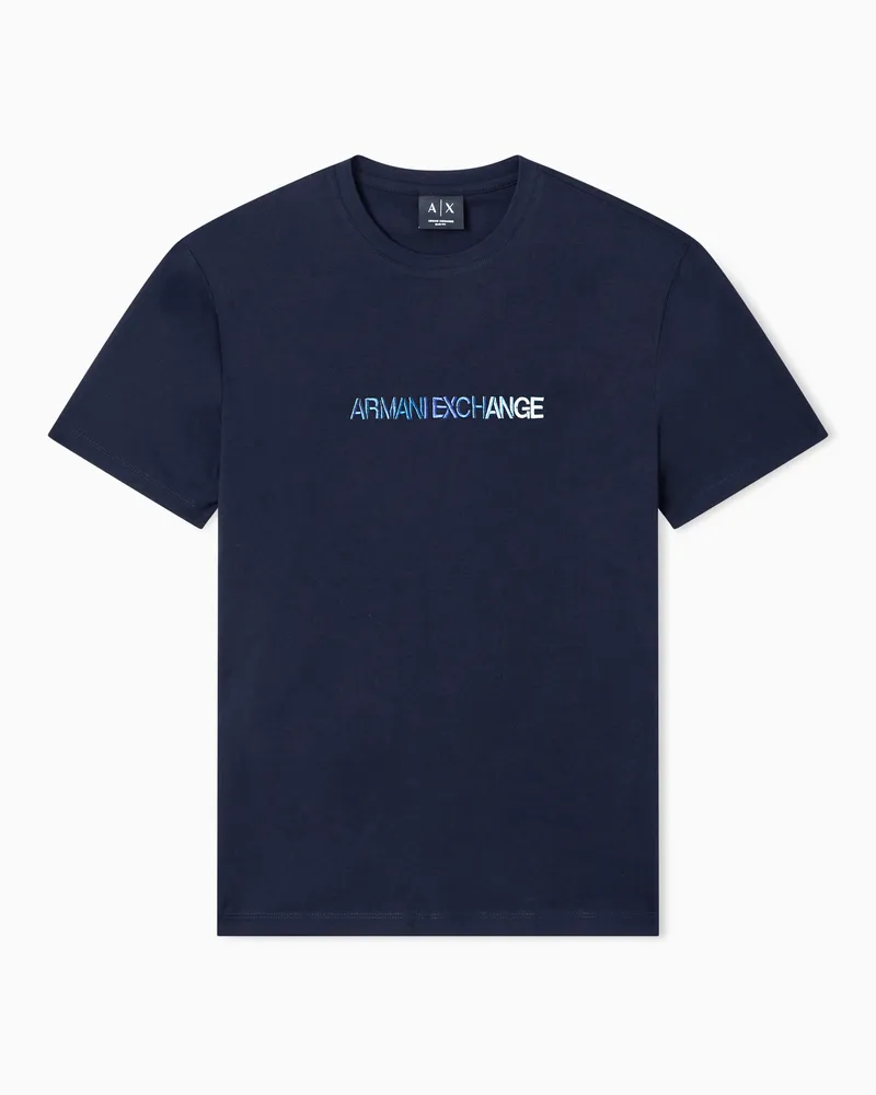 Armani Exchange T-Shirt Slim Fit in Jersey di Cotone Classico Blu