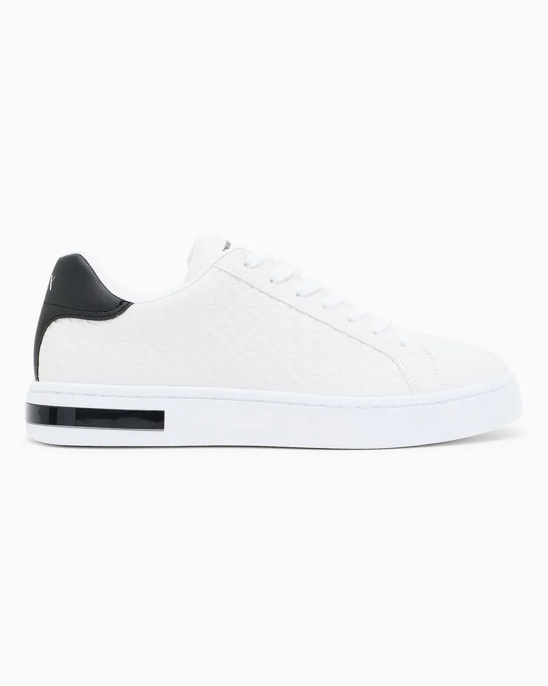 Armani Exchange Sneaker in tessuto ed ecopelle saffiano con lacci Bianco