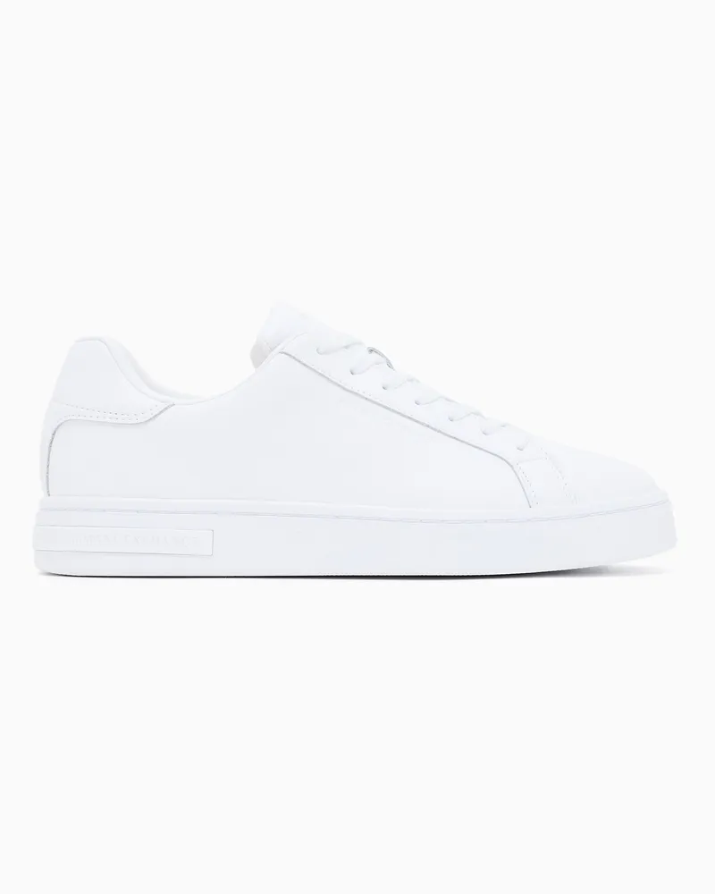 Armani Exchange Sneaker in pelle basse con lacci e suola in gomma Bianco