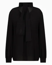 Armani Exchange OFFICIAL STORE Camicia In Crepe De Chine Con Fiocco Nero