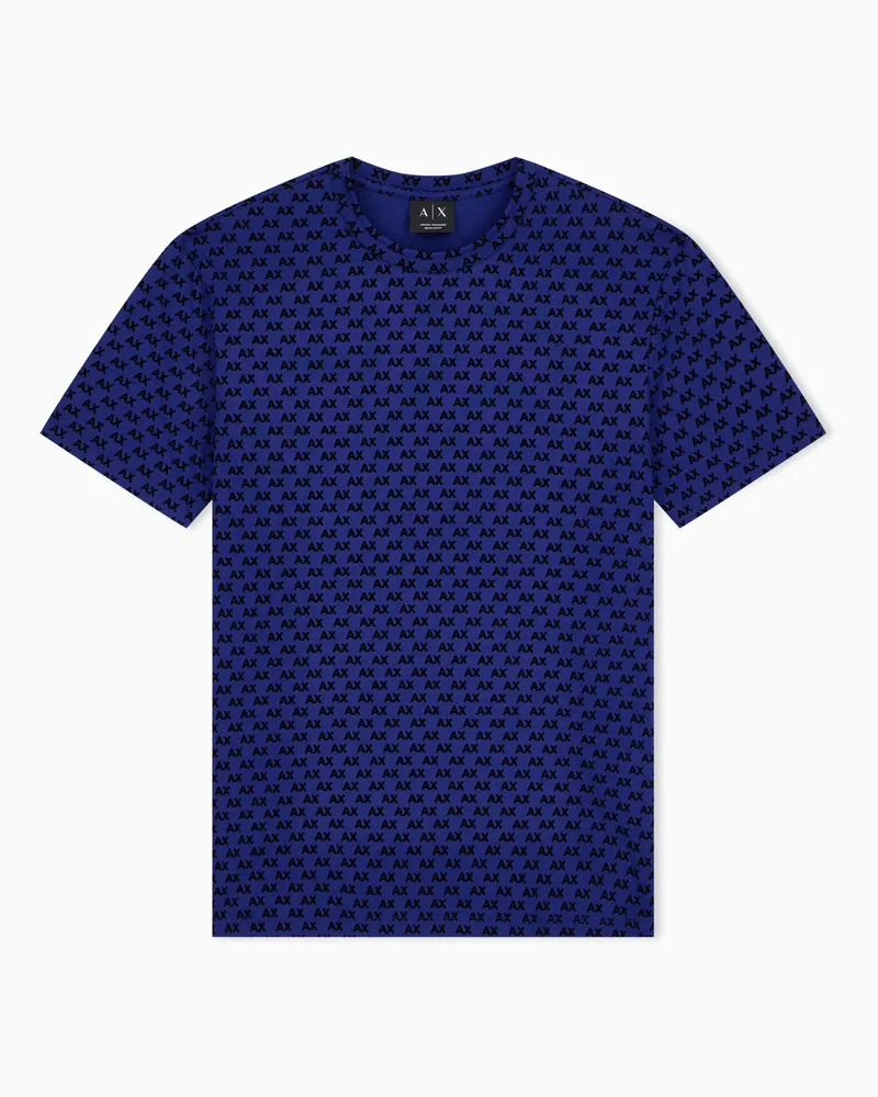 Armani Exchange T-shirt in jersey di cotone con vestibilità regular Blu