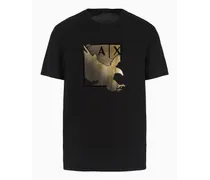 Armani Exchange OFFICIAL STORE T-shirt Regular Fit In Cotone Mercerizzato Con Stampa Metal Nero