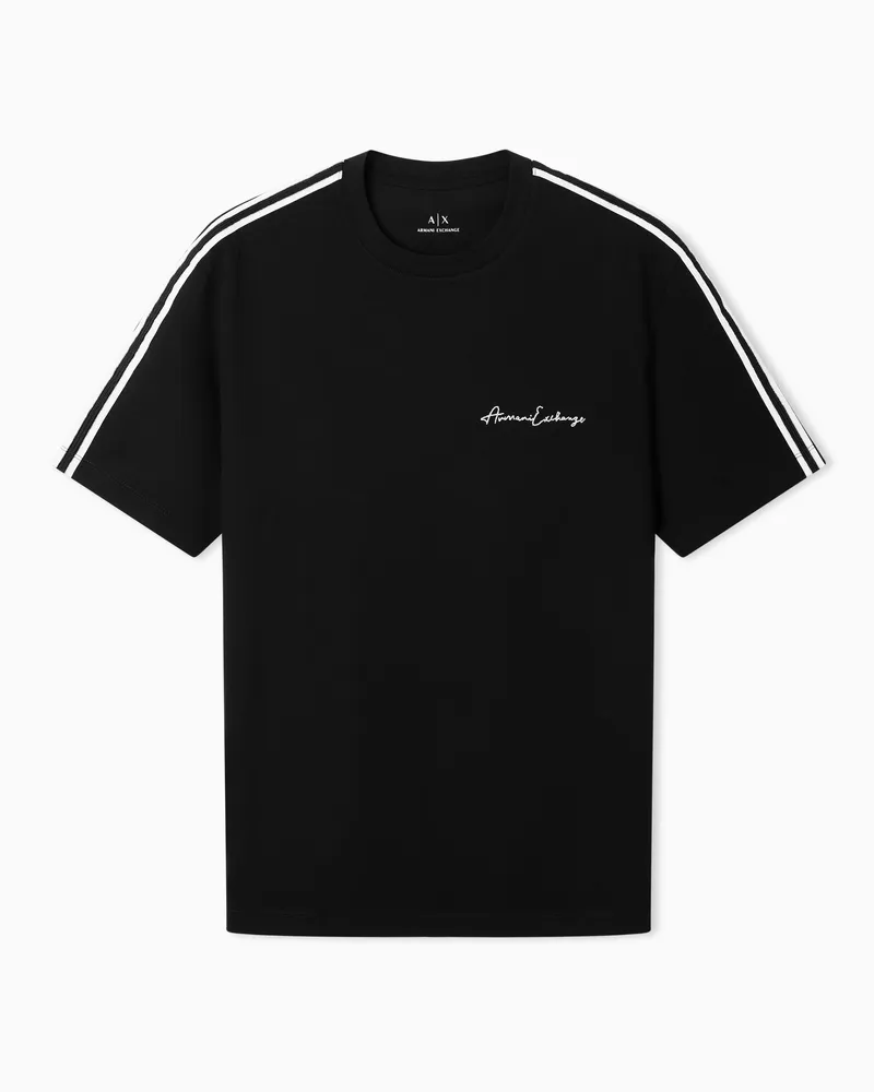 Armani Exchange T-shirt Regular Fit in Jersey di Cotone Mercerizzato Nero