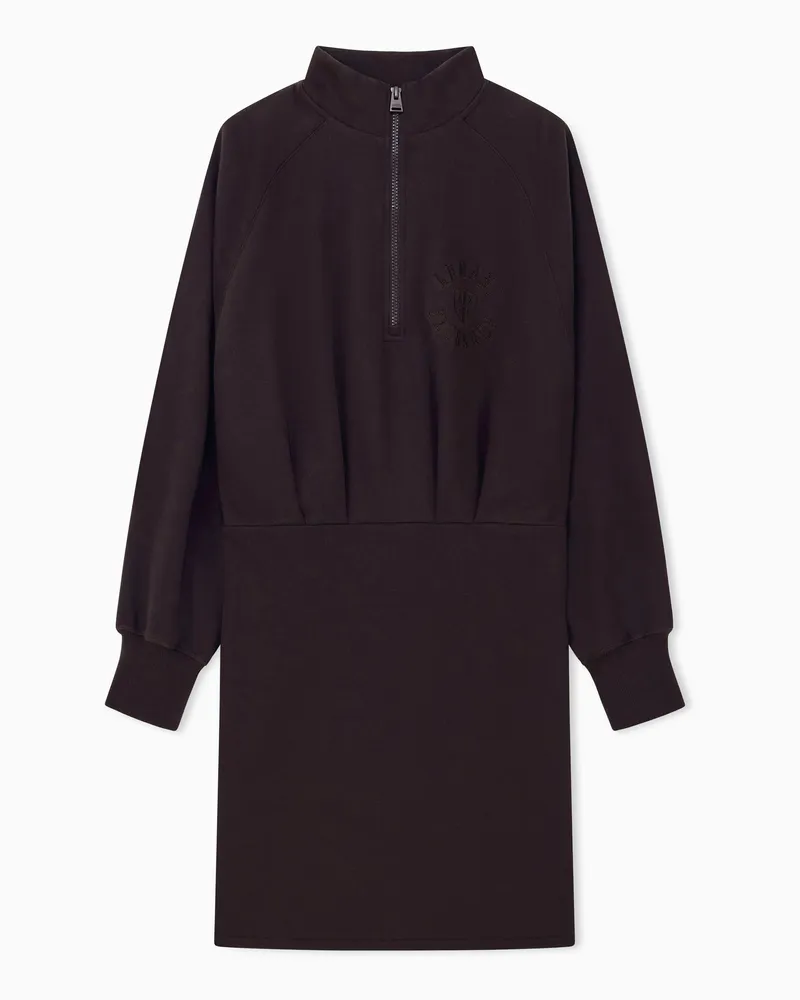 Armani Exchange Abito Crossover in felpa di cotone con mezza zip Marrone