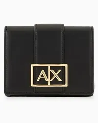 Armani Exchange OFFICIAL STORE Portafoglio Con Logo Monogram Dorato Asv Nero