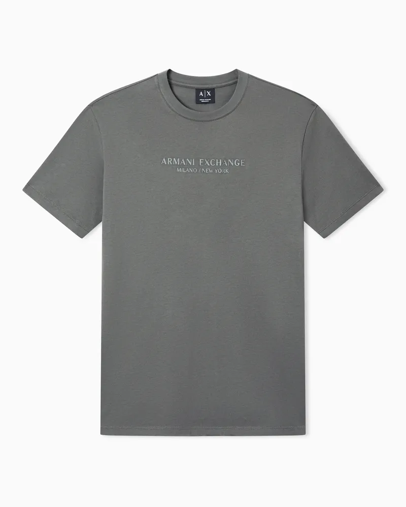 Armani Exchange T-shirt con logo sul petto in cotone Verde