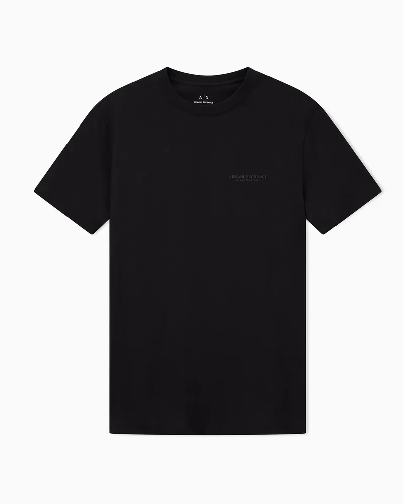 Armani Exchange T-shirt con logo in jersey di cotone Nero
