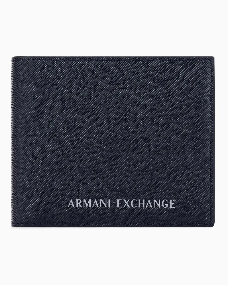 Armani Exchange Portafoglio bifold con logo e porta carte Blu
