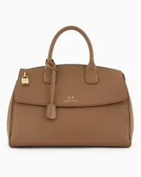 Armani Exchange OFFICIAL STORE Borsa A Mano Bauletto Grande Con Lucchetto E Dettagli In Metallo Asv Beige