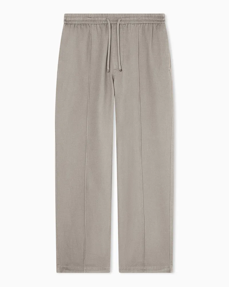 Armani Exchange Pantaloni Casual in Twill di Cotone dal Taglio Sartoriale Beige