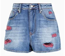 Armani Exchange OFFICIAL STORE Shorts Baggy Fit In Denim Con Dettagli A Contrasto Blu