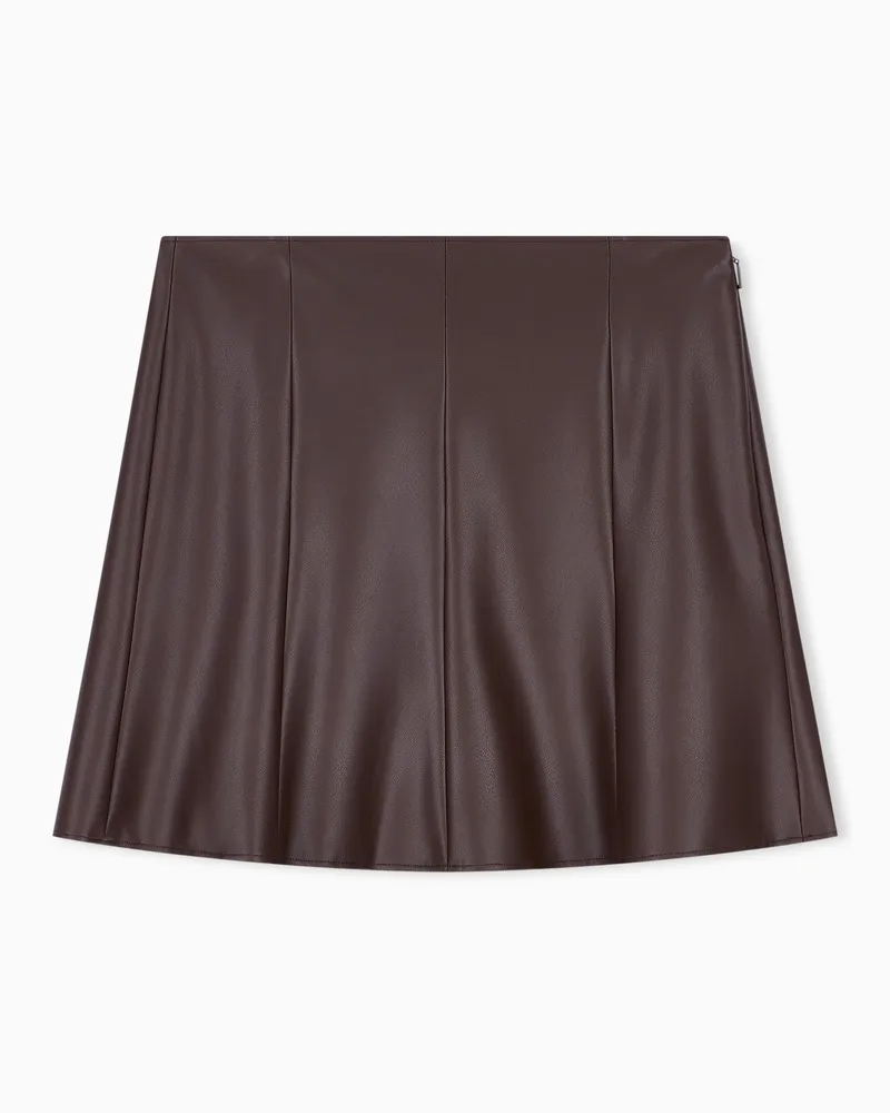 Armani Exchange Gonna slim fit spalmata in tessuto riciclato Marrone