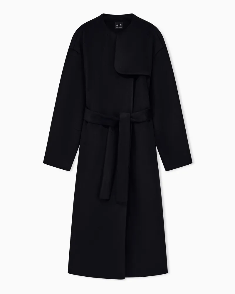 Armani Exchange Cappotto Up For Party in tessuto double face con cintura Nero