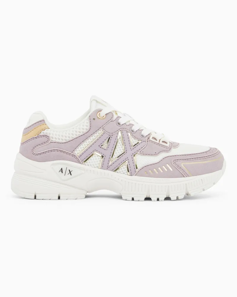 Armani Exchange Sneakers Speed Zebra in mesh e microsuede con logo Rosa