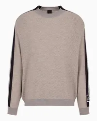 Armani Exchange OFFICIAL STORE Maglione Girocollo In Misto Lana Con Bande Sulle Maniche Tortora