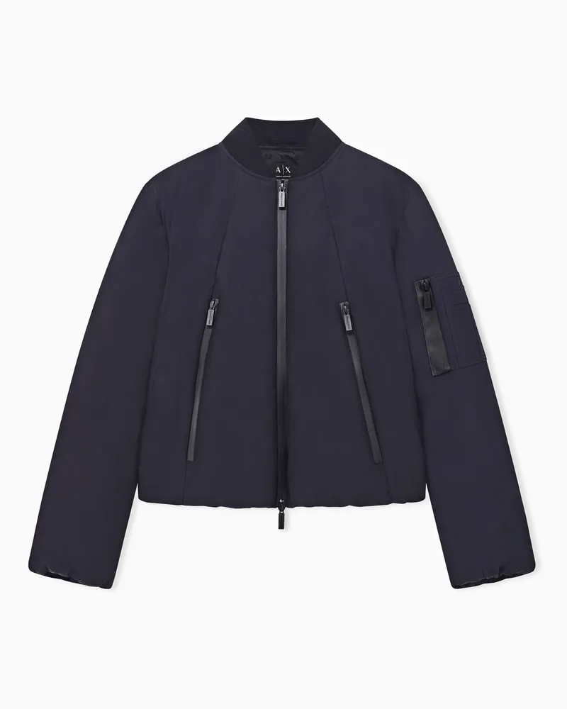 Armani Exchange Bomber over effetto pesca con tasca sulla manica Nero