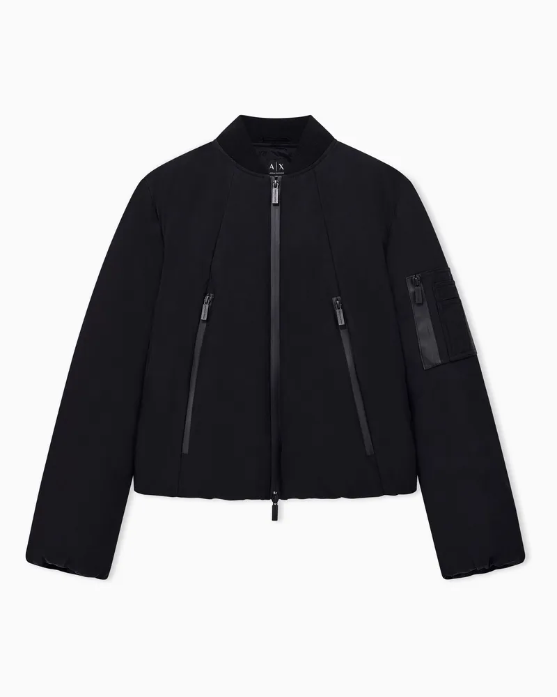 Armani Exchange Bomber over effetto pesca con tasca sulla manica Nero