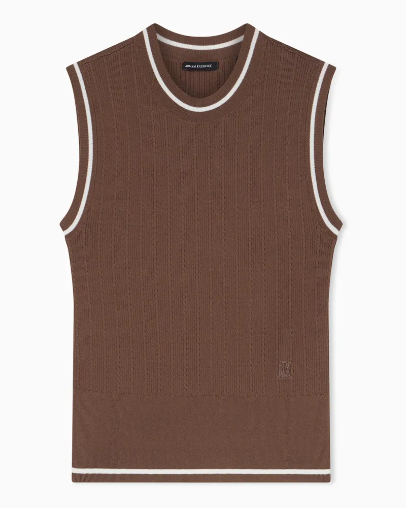 Armani Exchange Top con Scollo a V Viscosa Riciclata Marrone