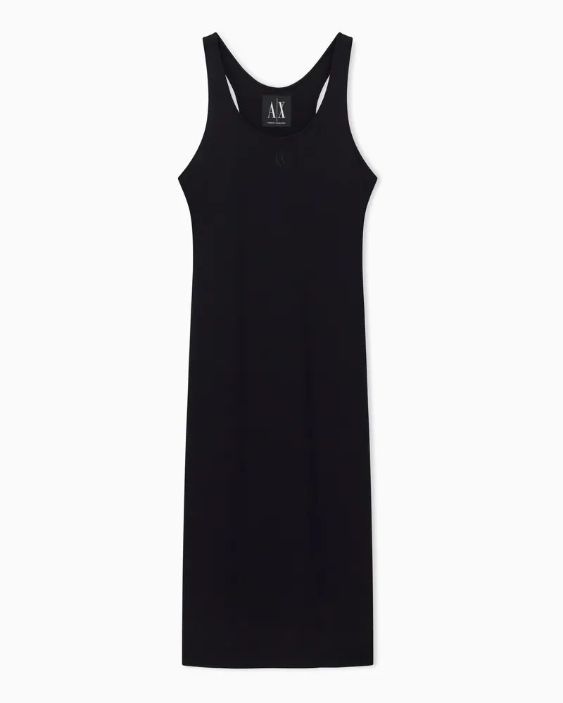 Armani Exchange Abito in tessuto tecnico midi senza maniche Icon Embroidery Nero