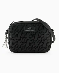 Armani Exchange OFFICIAL STORE Crossbody Bag Con Monogram Floccato Nero