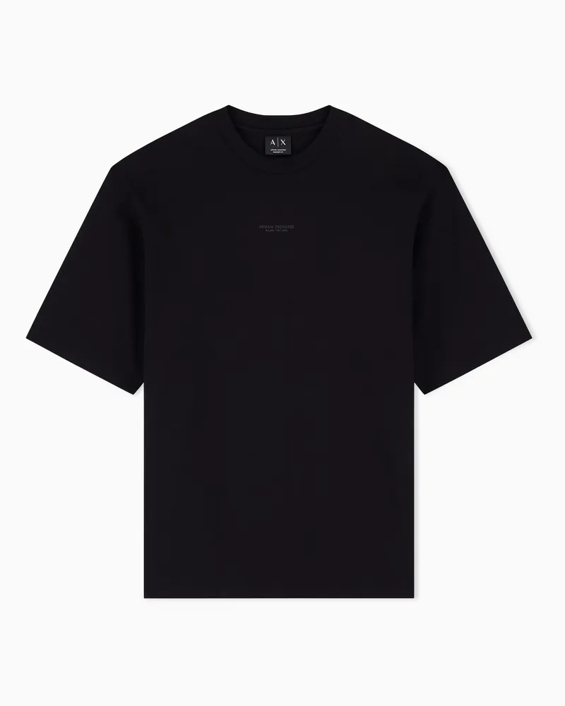 Armani Exchange T-shirt over in jersey di cotone pesante Nero