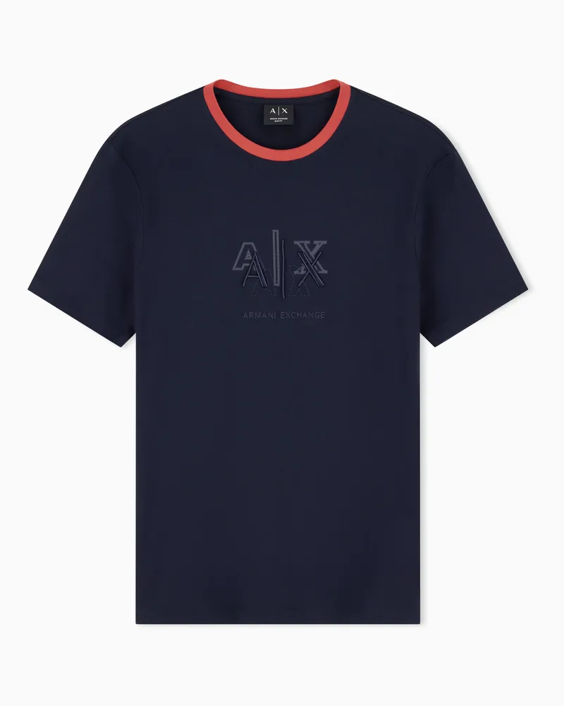 Armani Exchange T-shirt slim fit in jersey di cotone Blu