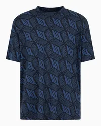 Armani Exchange OFFICIAL STORE T-shirt Regular Fit Con Stampa Effetto 3d In Cotone Asv Blu