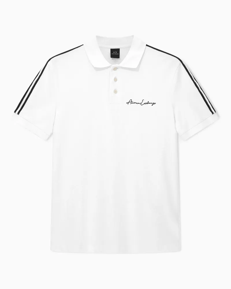 Armani Exchange Polo con logo in piquet stretch Bianco