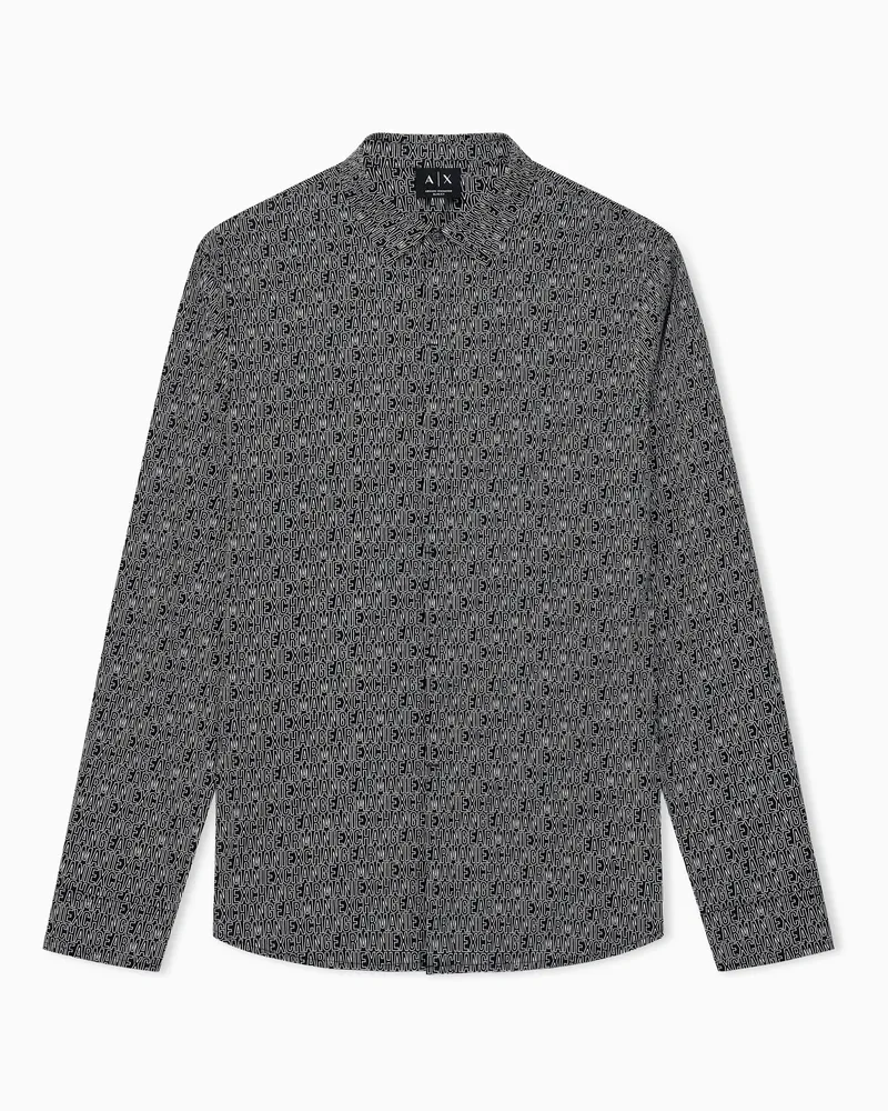 Armani Exchange Camicia slim fit in popeline di cotone stretch Nero