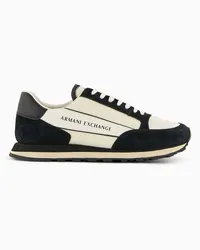 Armani Exchange OFFICIAL STORE Sneakers In Suede Con Inserti In Mesh Nero