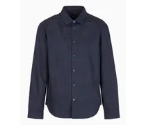 Armani Exchange OFFICIAL STORE Camicia Slim Fit In Misto Cotone Jacquard Blu