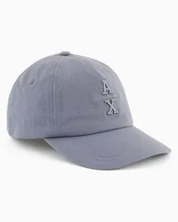 Armani Exchange OFFICIAL STORE Cappello Con Visiera In Cotone Delavè Asv Azzurro