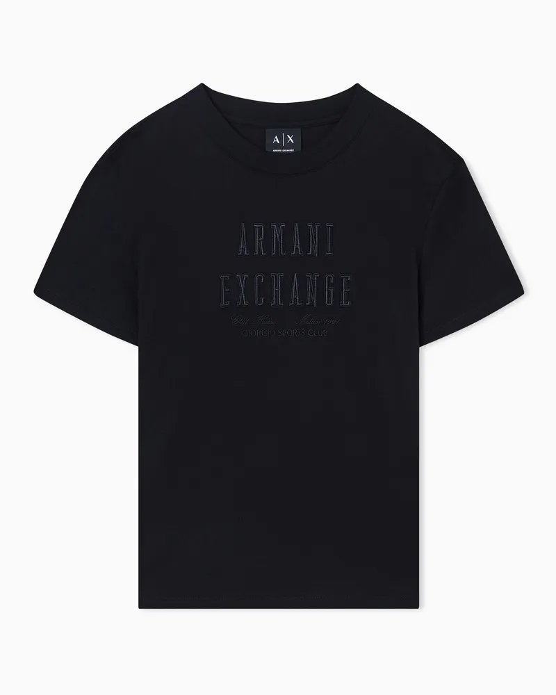 Armani Exchange T-Shirt Relaxed Fit in Jersey di Cotone Nero