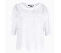 Armani Exchange OFFICIAL STORE T-shirt Cropped In Cotone Organico Asv Bianco