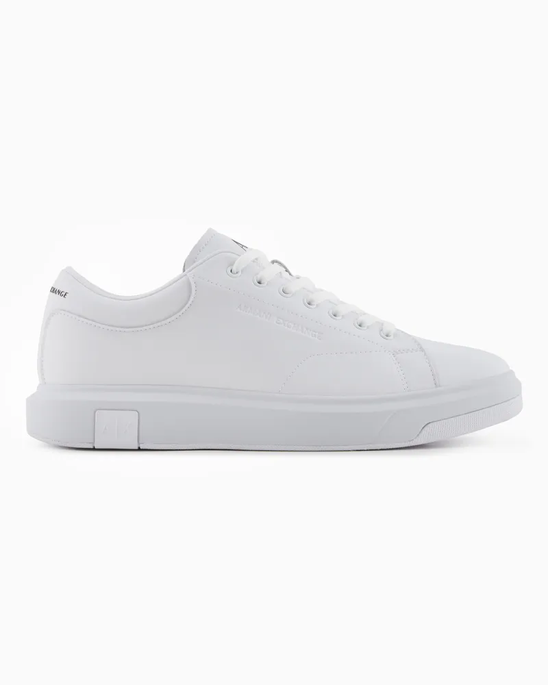 Armani Exchange Sneakers in pelle con suola in gomma e tallone a contrasto Bianco
