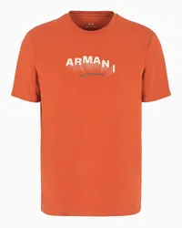 Armani Exchange OFFICIAL STORE T-shirt Slim Fit Con Logo Effetto 3d In Jersey Stretch Asv Arancione