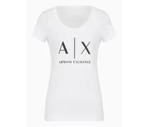 Armani Exchange OFFICIAL STORE T-shirt Slim Fit In Jersey Di Cotone Pima Bianco