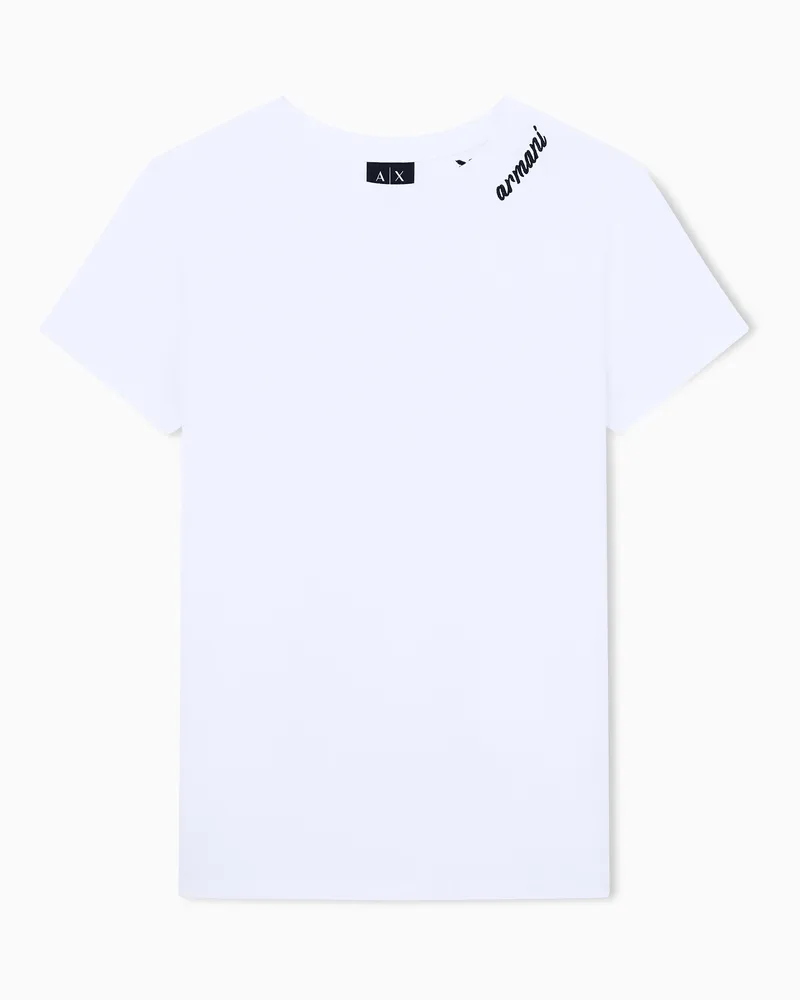 Armani Exchange T-shirt a vestibilità regular in jersey di cotone Bianco