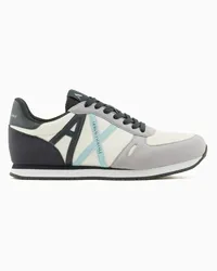 Armani Exchange OFFICIAL STORE Sneakers In Eco-suede, Mesh E Nylon Azzurro