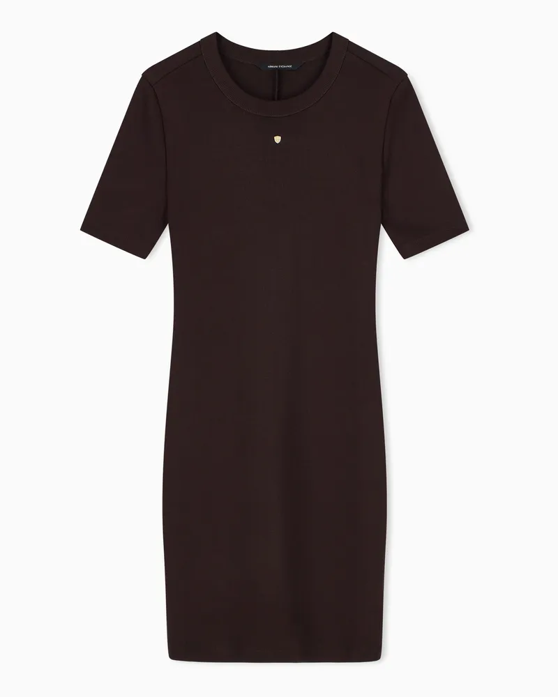 Armani Exchange Abito Crossover slim fit in jersey a costine Marrone